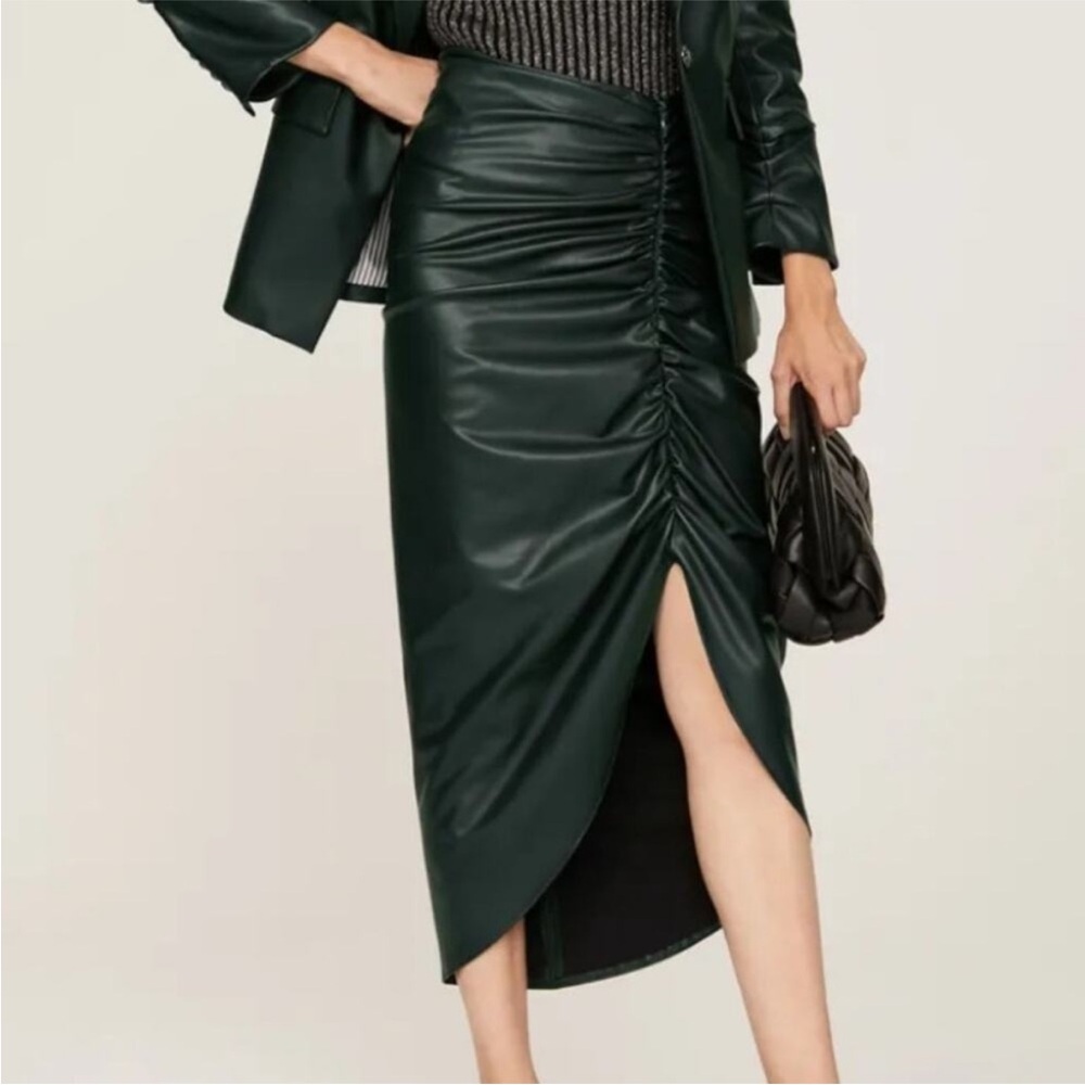 Veronica Beard Ari Black Asymmetrical Faux-Leather Skirt